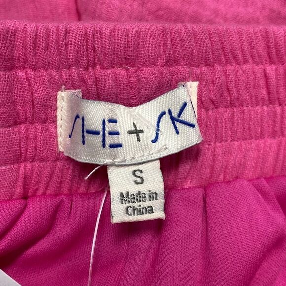 She + Sky Pink Gauze Button Down & Short Set Size Small NEW - Picture 10 of 11